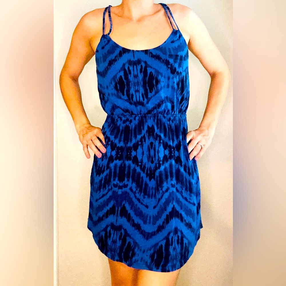 Express Blue & Black Above The Knee Dress